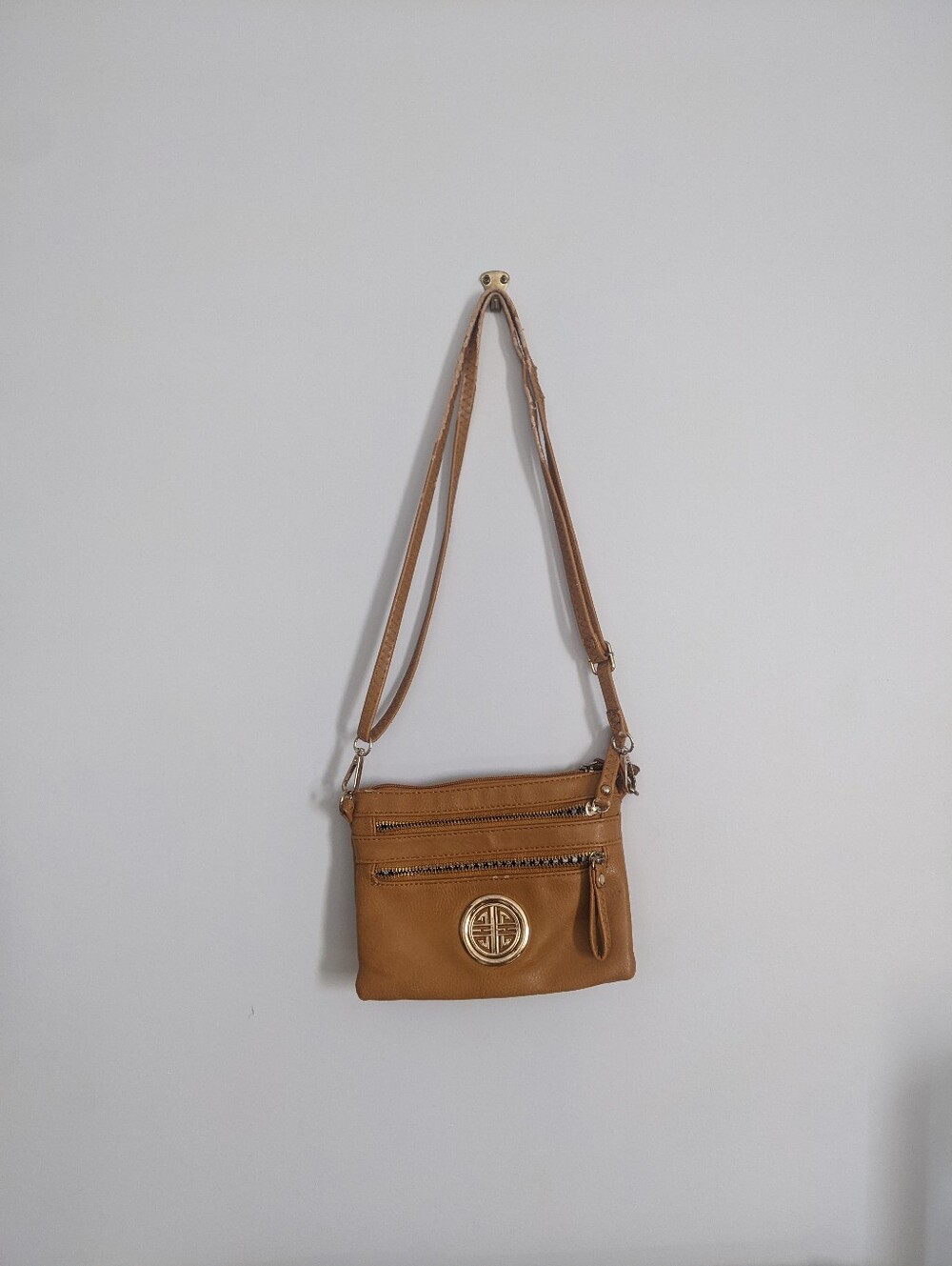 golden mustard yellow small vegan leather crossbody bag